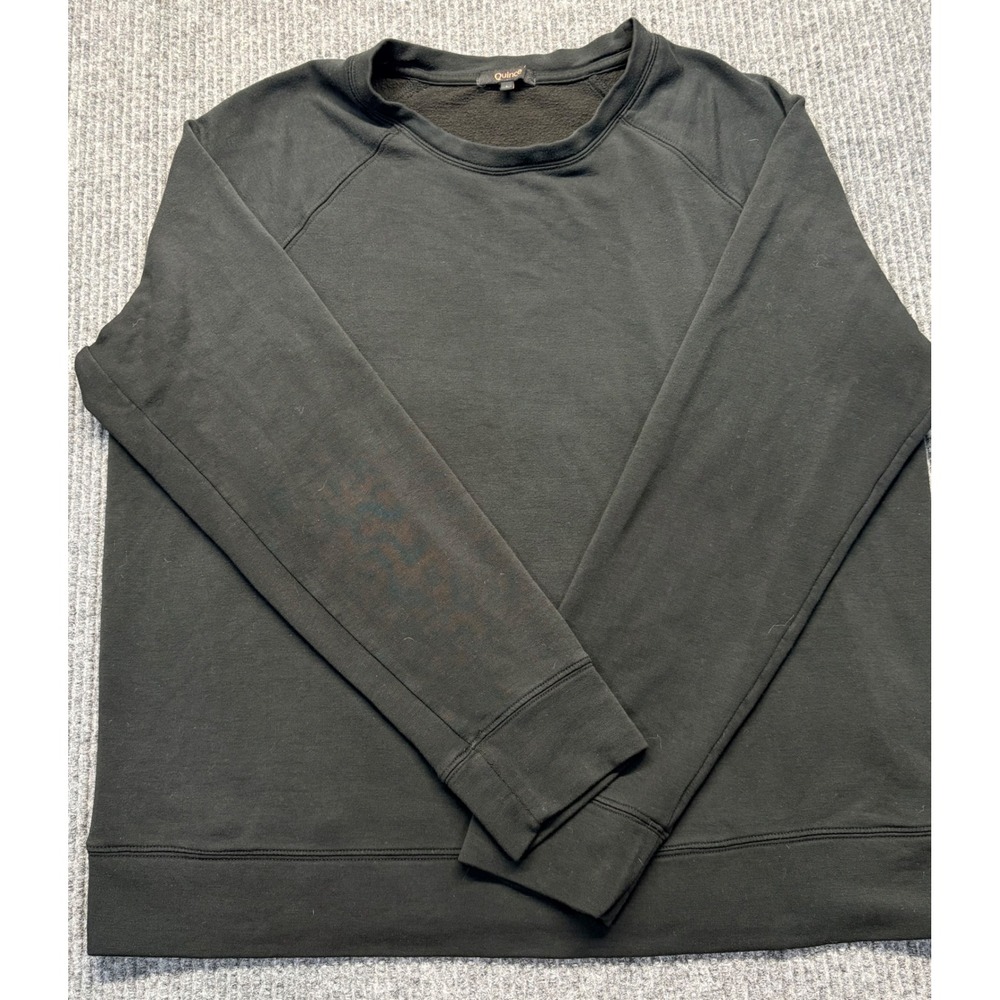Quince Womens Raglan Sleeve Fleece Pullover Sweatshirt Black Size L